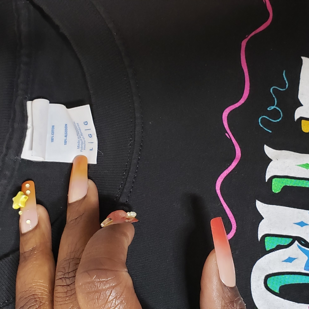 Black Graphic Tee with Colorful Design - Picture 2 of 3